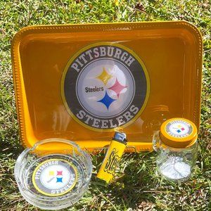 PITTSBURGH STEELERS 4 PC ROLLING TRAY SET